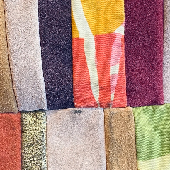 🌟4xHP🌟VTG 1990s Fossil Patchwork Leather & Suede Shoulder Bag - Picture 15 of 15